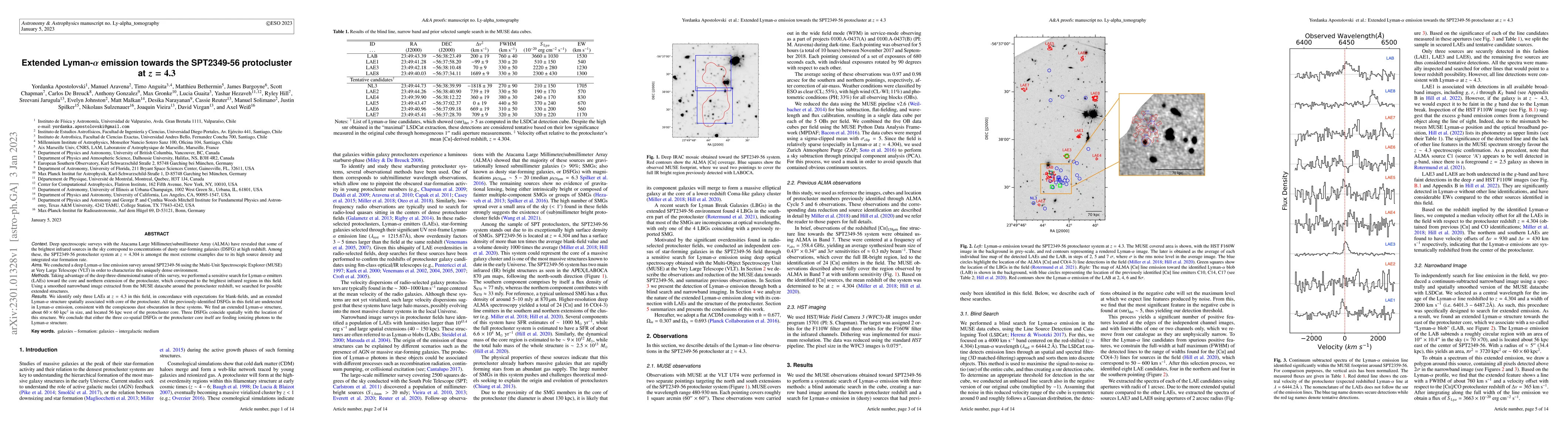 Thumbnail for Extended Lyman-$\alpha$ emission towards the SPT2349-56 protocluster at
  $z=4.3$