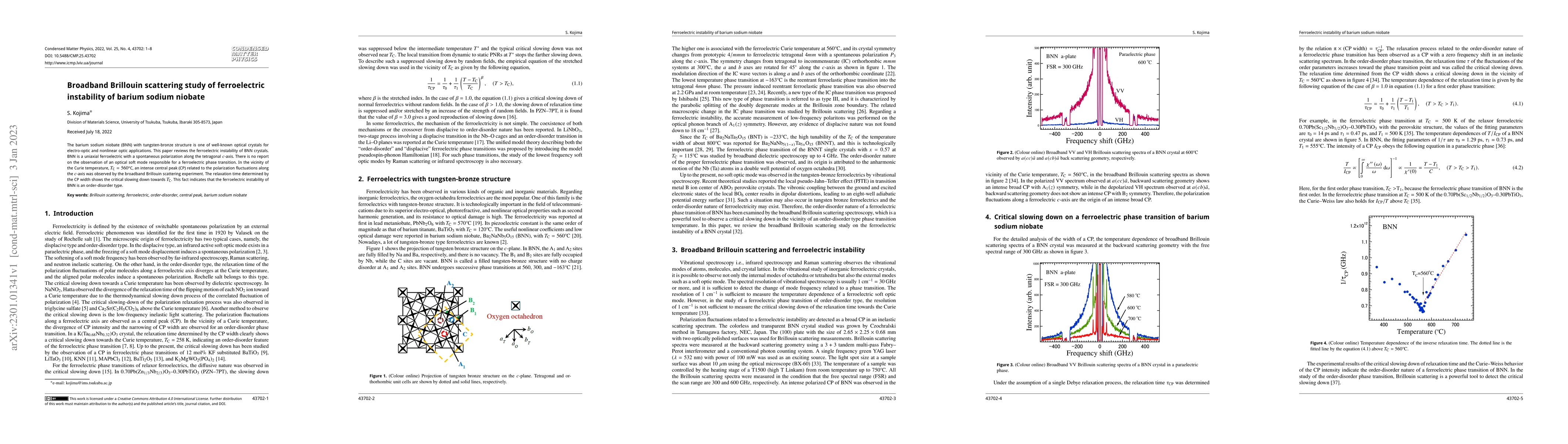 Thumbnail for Broadband Brillouin scattering study of ferroelectric instability of
  barium sodium niobate