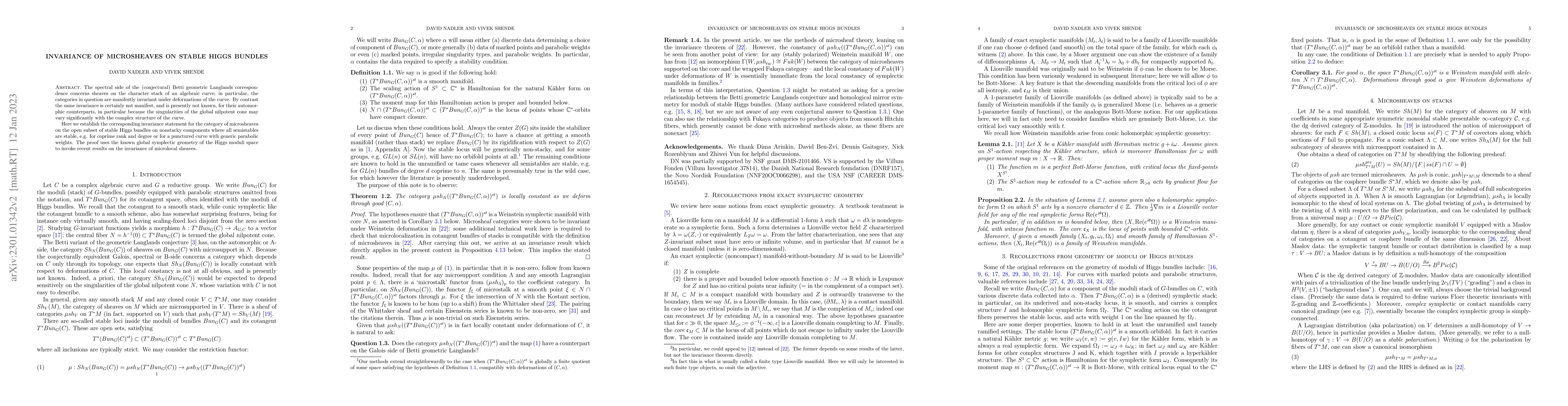 Thumbnail for Invariance of microsheaves on stable Higgs bundles