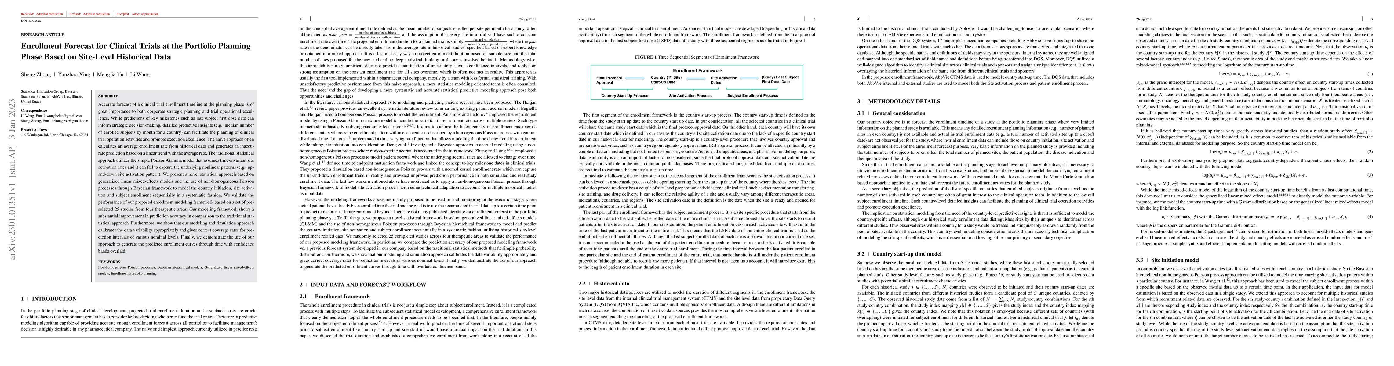 Thumbnail for Enrollment Forecast for Clinical Trials at the Portfolio Planning Phase
  Based on Site-Level Historical Data