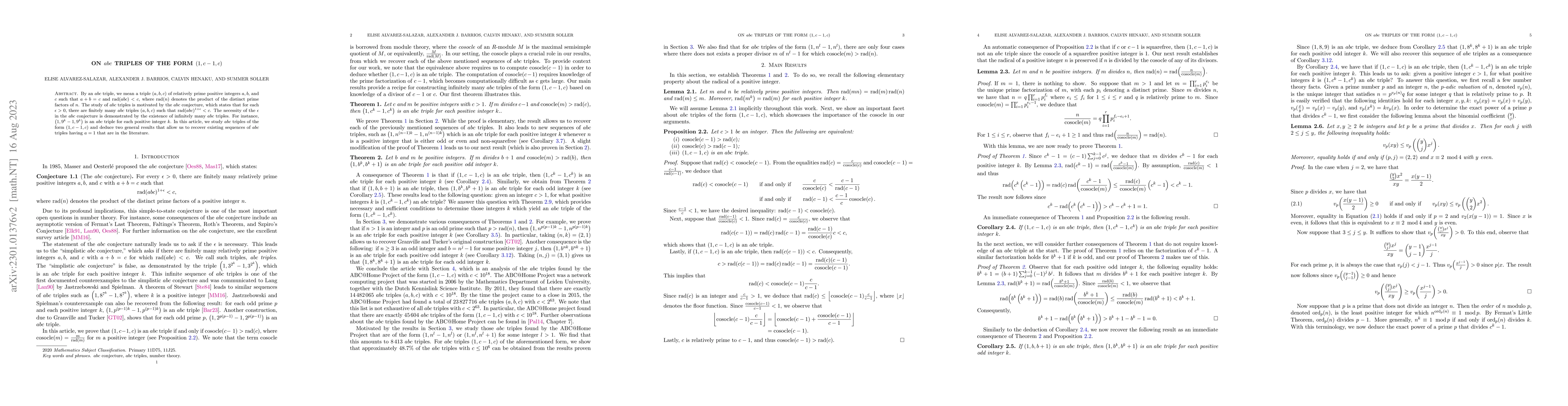 Thumbnail for On $abc$ triples of the form $(1,c-1,c)$