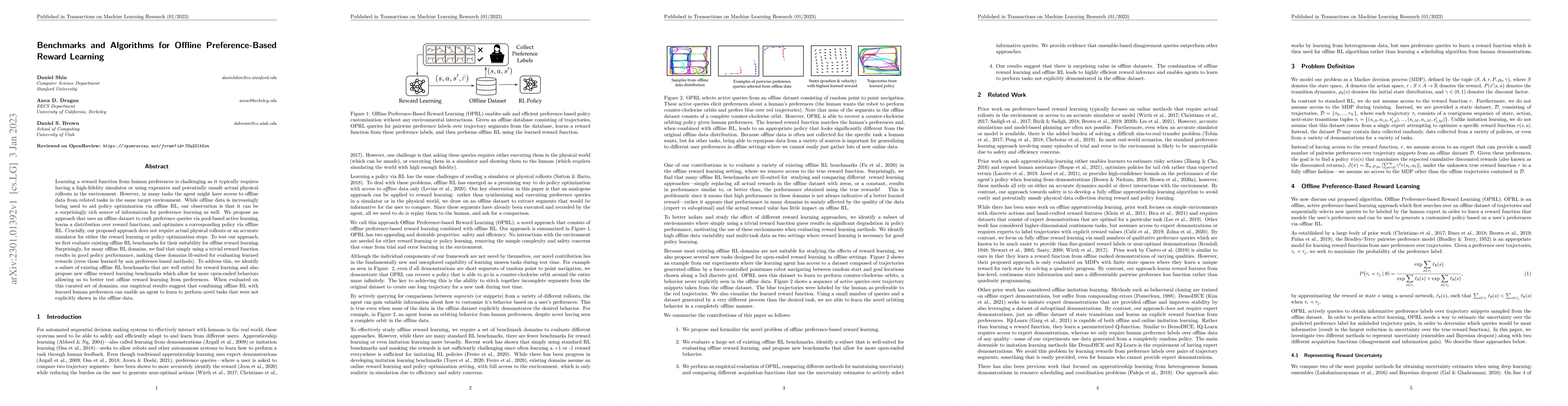 Thumbnail for Benchmarks and Algorithms for Offline Preference-Based Reward Learning