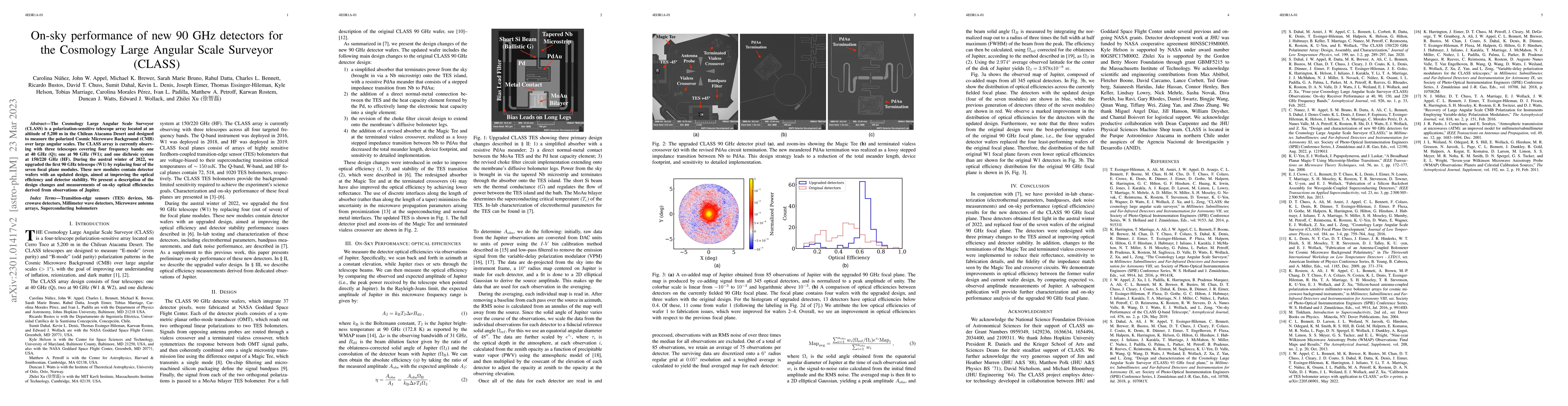 Thumbnail for On-sky performance of new 90 GHz detectors for the Cosmology Large
  Angular Scale Surveyor (CLASS)