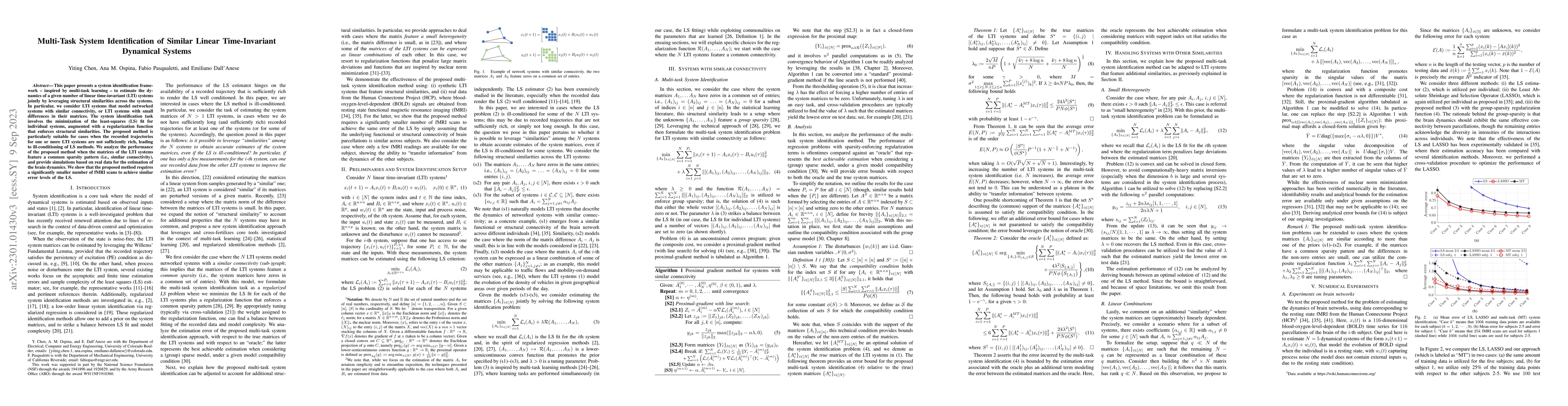 Thumbnail for Multi-Task System Identification of Similar Linear Time-Invariant
  Dynamical Systems