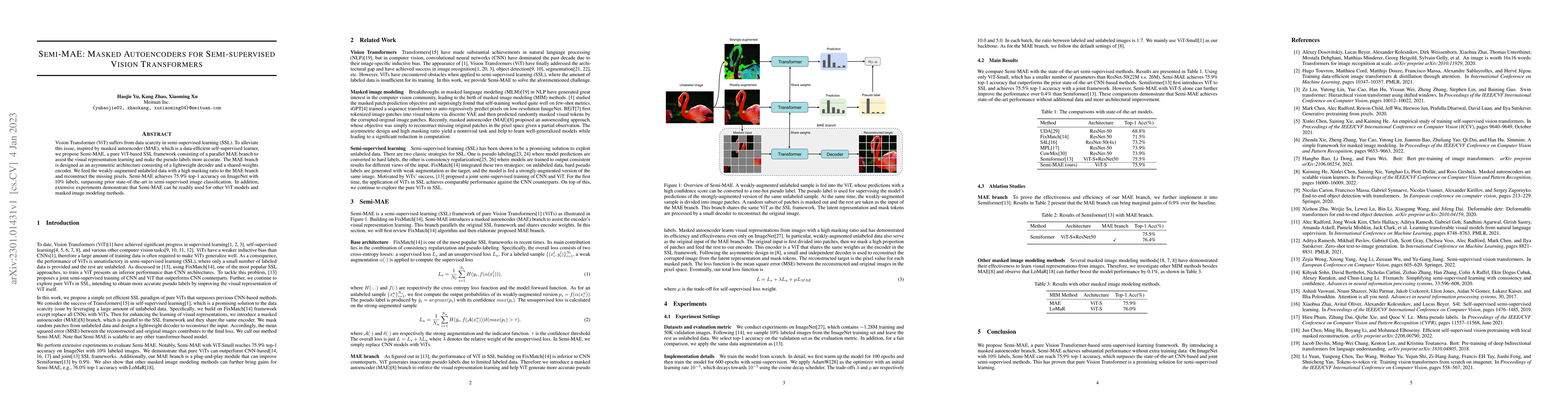 Thumbnail for Semi-MAE: Masked Autoencoders for Semi-supervised Vision Transformers