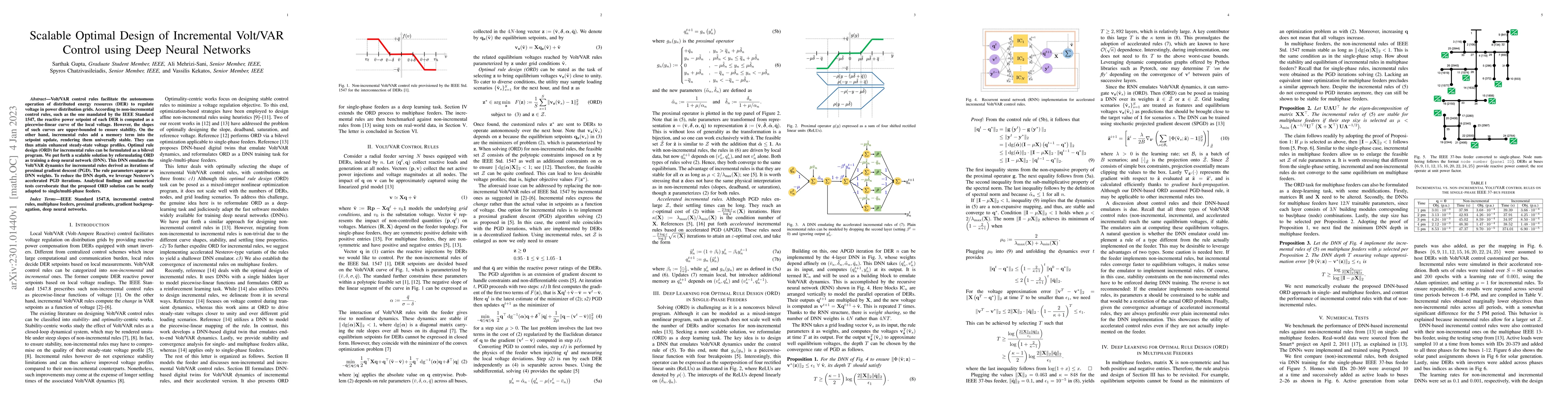 Thumbnail for Scalable Optimal Design of Incremental Volt/VAR Control using Deep
  Neural Networks