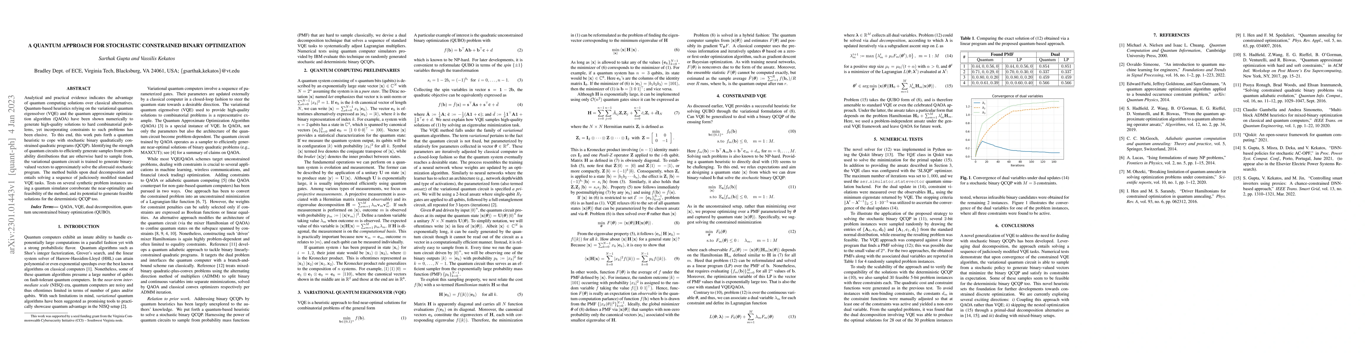Thumbnail for A Quantum Approach for Stochastic Constrained Binary Optimization