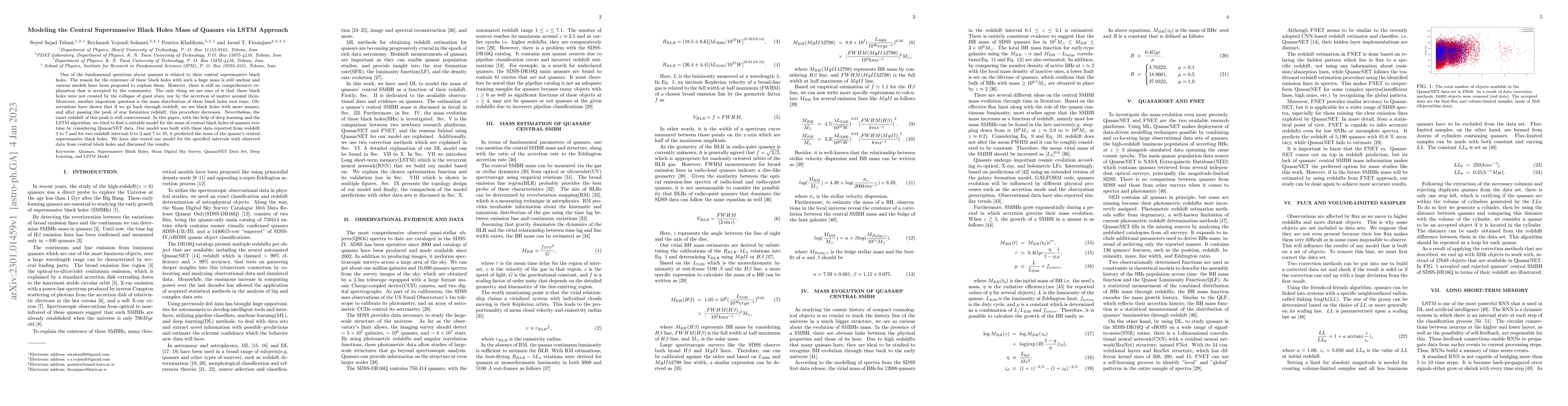 Thumbnail for Modeling the Central Supermassive Black Holes Mass of Quasars via LSTM
  Approach