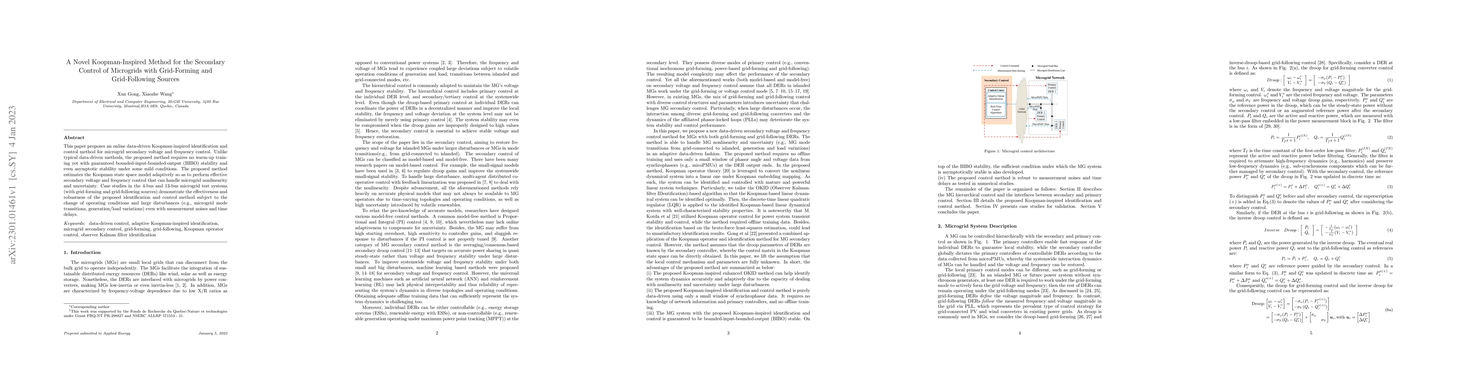Thumbnail for A Novel Koopman-Inspired Method for the Secondary Control of Microgrids
  with Grid-Forming and Grid-Following Sources