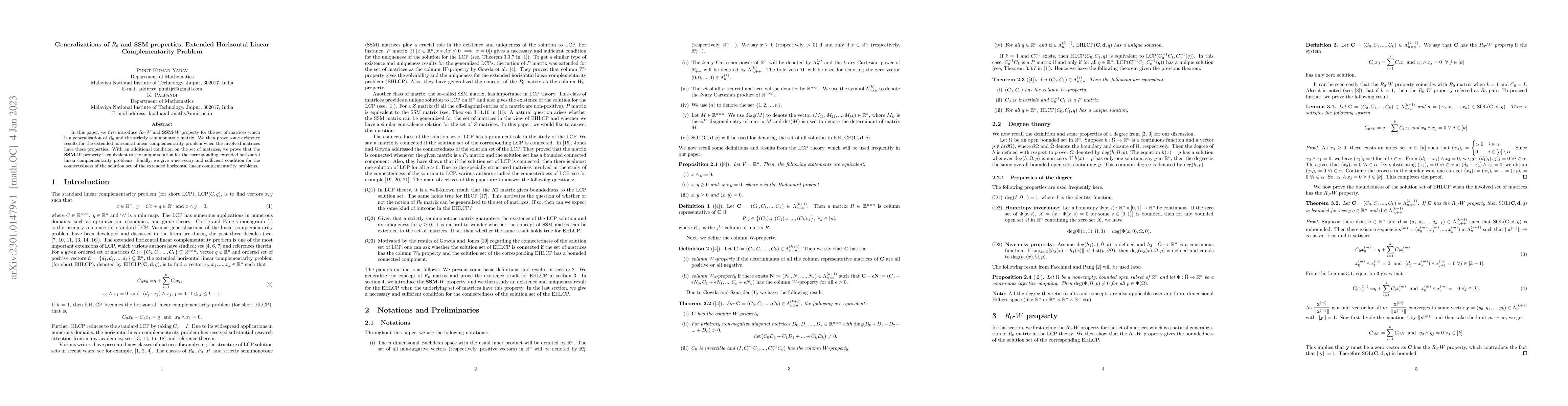 Thumbnail for Generalizations of R0 and SSM properties; Extended Horizontal Linear
  Complementarity Problem