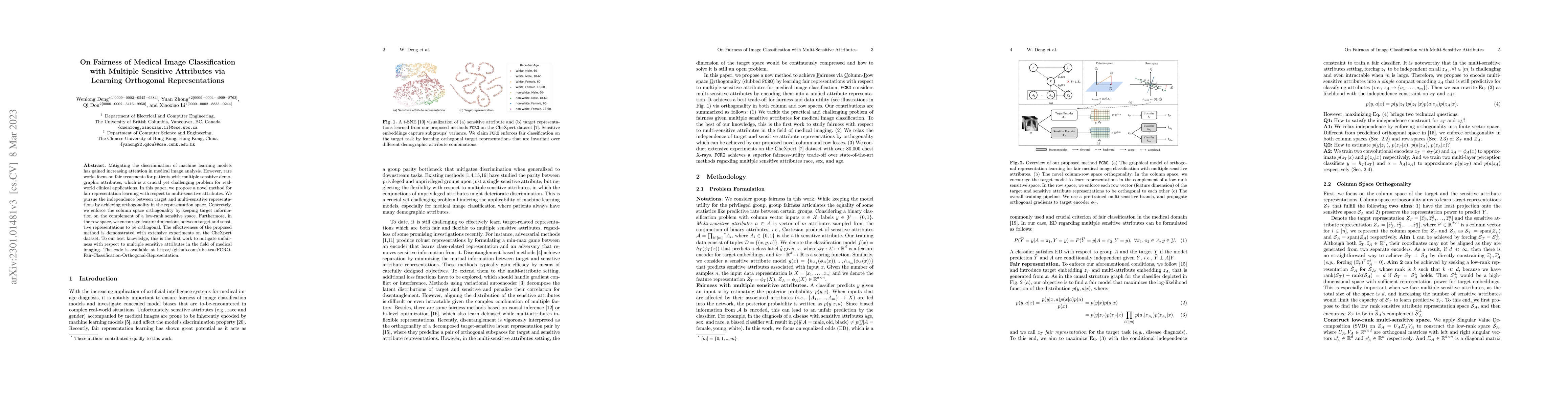 Thumbnail for On Fairness of Medical Image Classification with Multiple Sensitive
  Attributes via Learning Orthogonal Representations