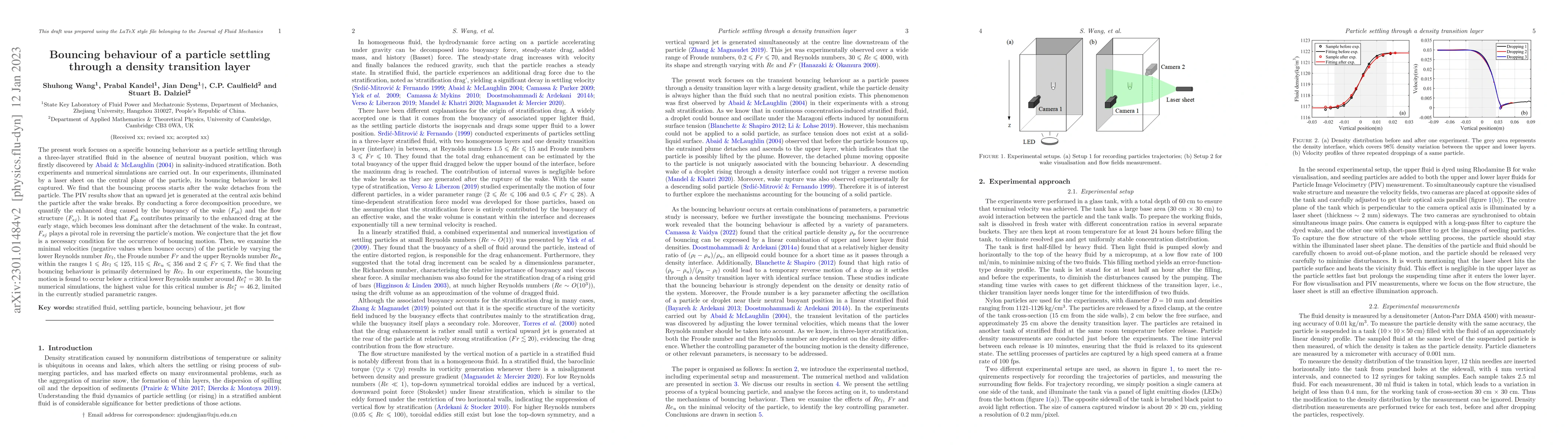 Thumbnail for Bouncing behaviour of a particle settling through a density transition
  layer