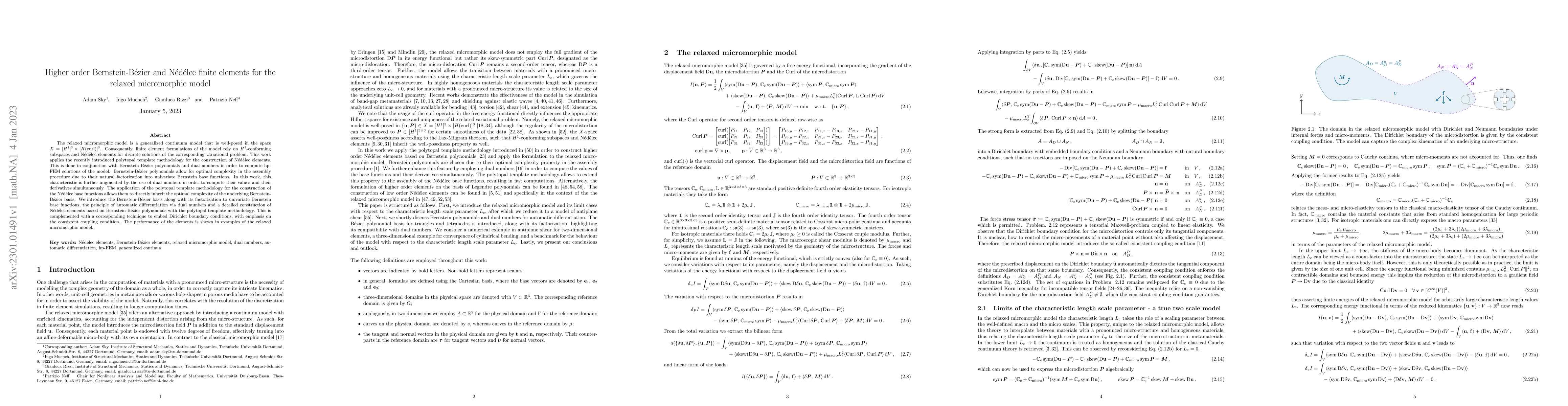 Thumbnail for Higher order Bernstein-B\'ezier and N\'ed\'elec finite elements for the
  relaxed micromorphic model
