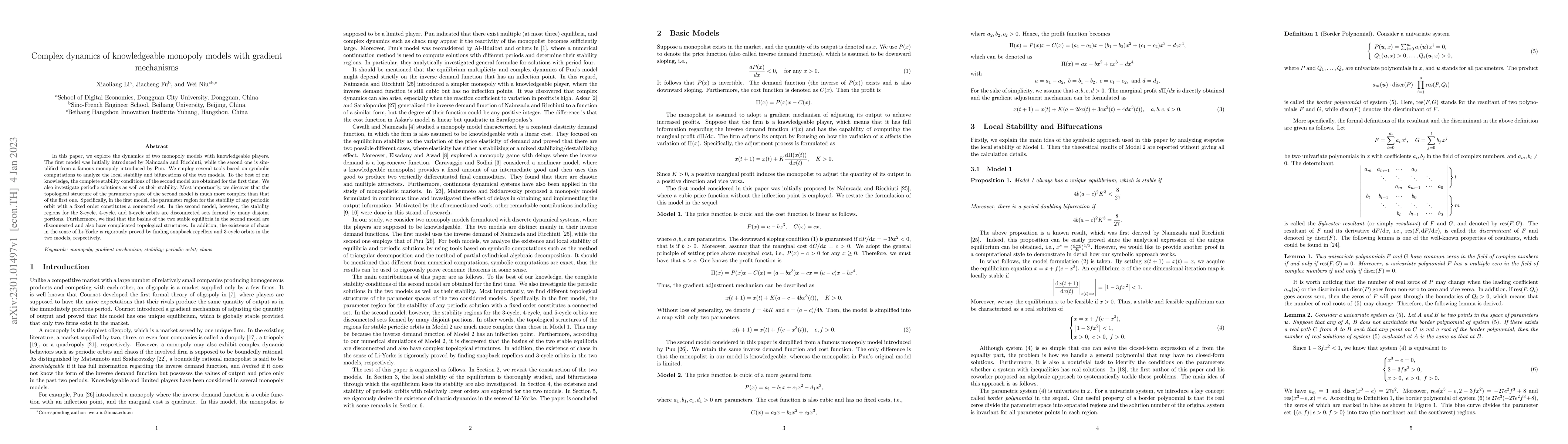 Thumbnail for Complex dynamics of knowledgeable monopoly models with gradient
  mechanisms