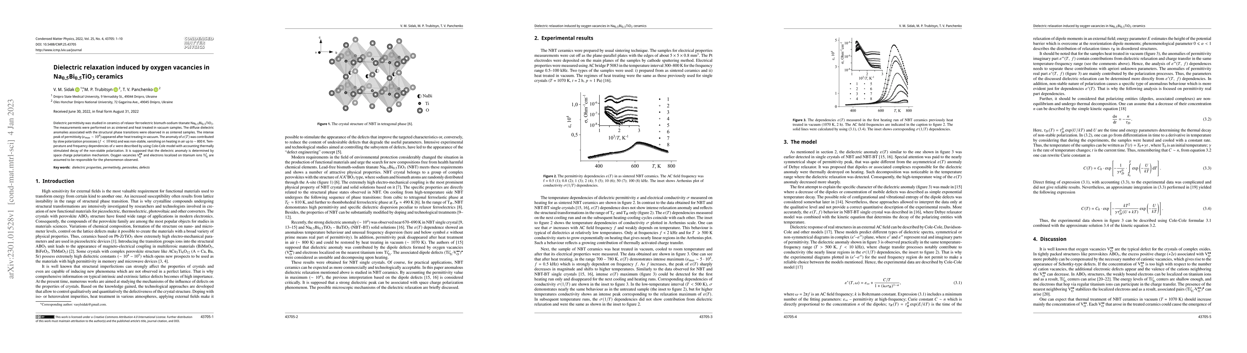 Thumbnail for Dielectric relaxation induced by oxygen vacancies in
  Na$_{0.5}$Bi$_{0.5}$TiO$_{3}$ ceramics