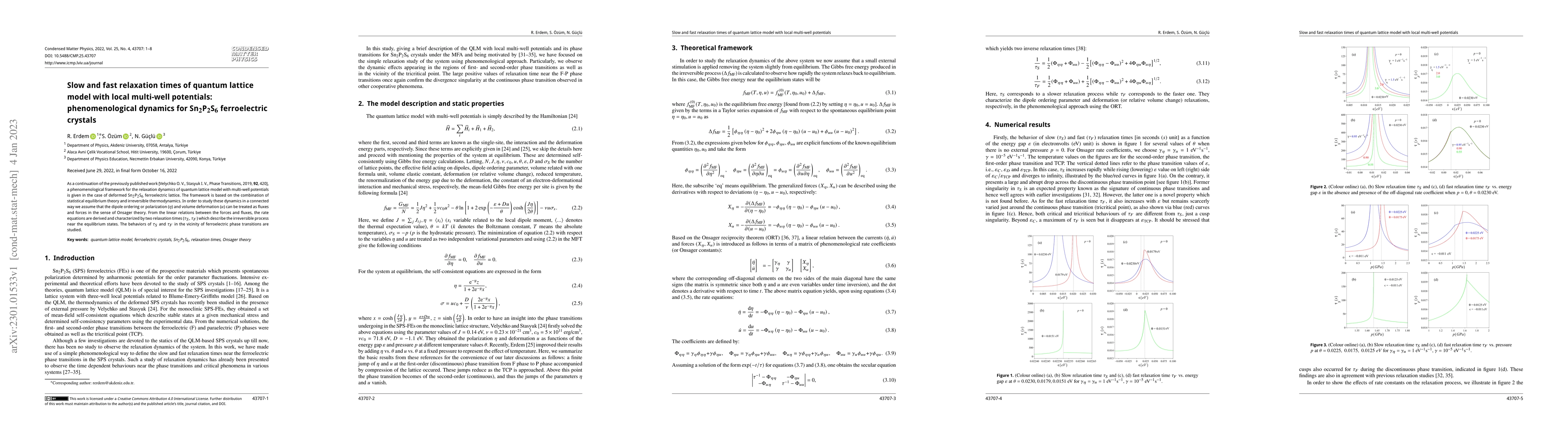 Thumbnail for Slow and fast relaxation times of quantum lattice model with local
  multi-well potentials: phenomenological dynamics for Sn$_{2}$P$_{2}$S$_{6}$
  ferroelectric crystals