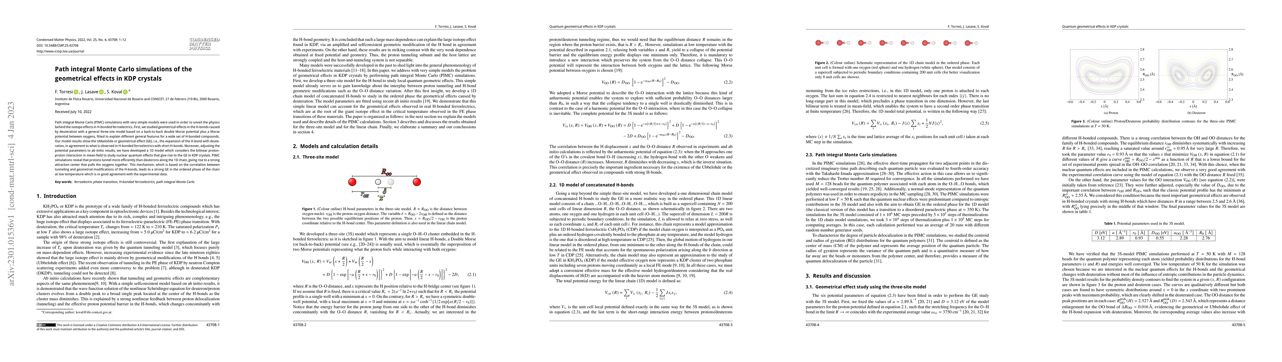 Thumbnail for Path integral Monte Carlo simulations of the geometrical effects in KDP
  crystals