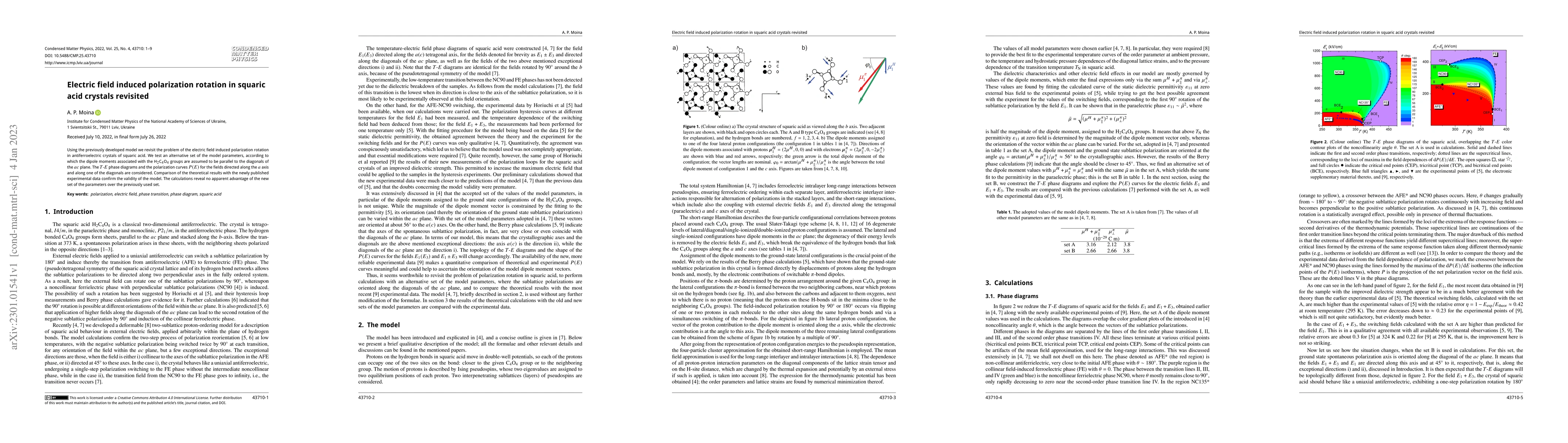 Thumbnail for Electric field induced polarization rotation in squaric acid crystals
  revisited