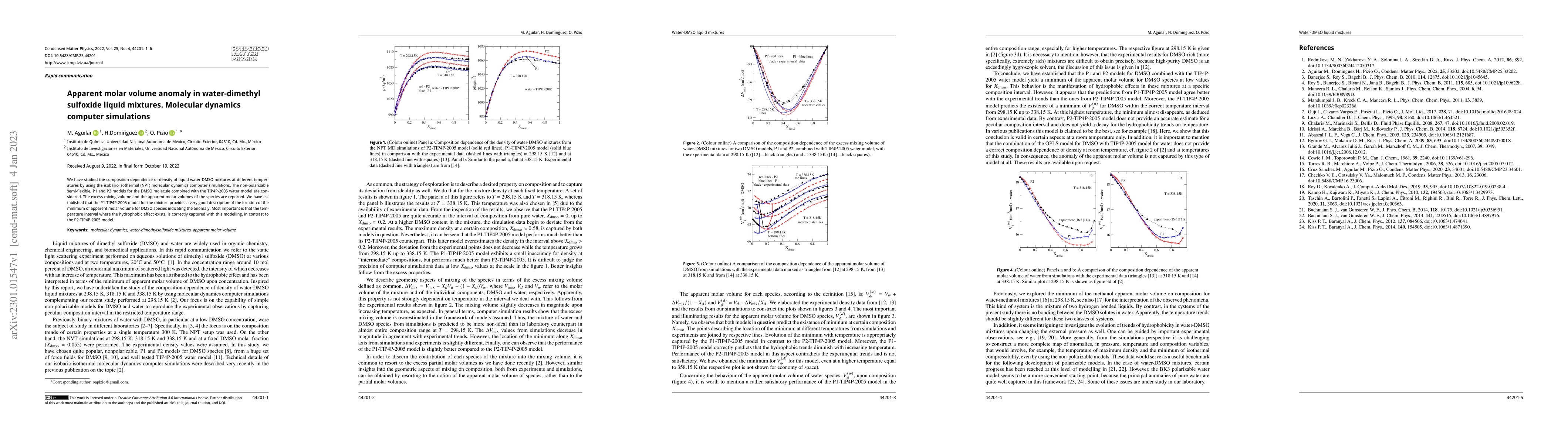 Thumbnail for Apparent molar volume anomaly in water-dimethyl sulfoxide liquid
  mixtures. Molecular dynamics computer simulations