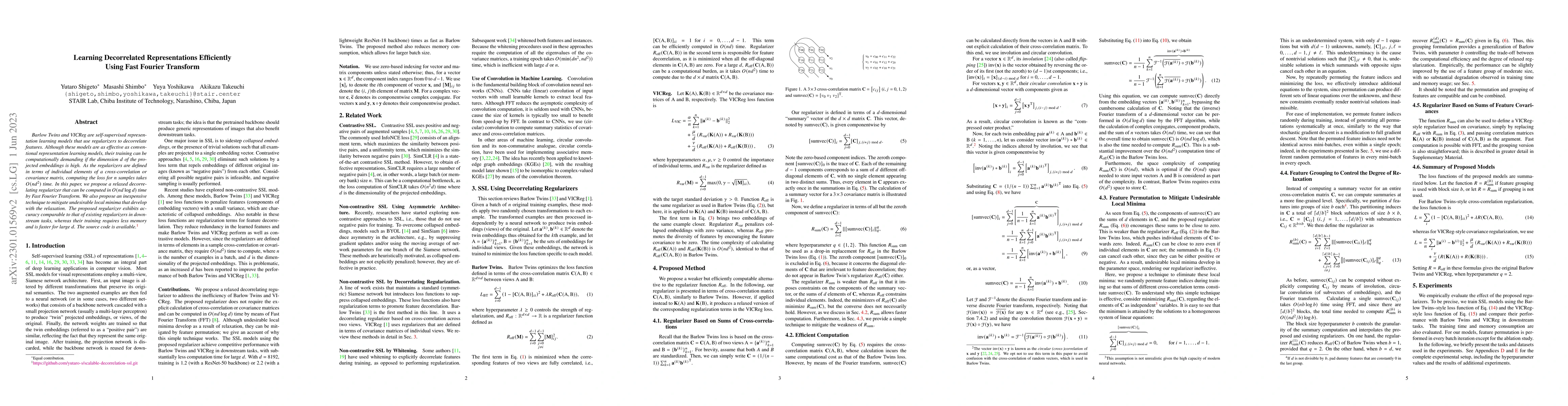 Thumbnail for Learning Decorrelated Representations Efficiently Using Fast Fourier
  Transform