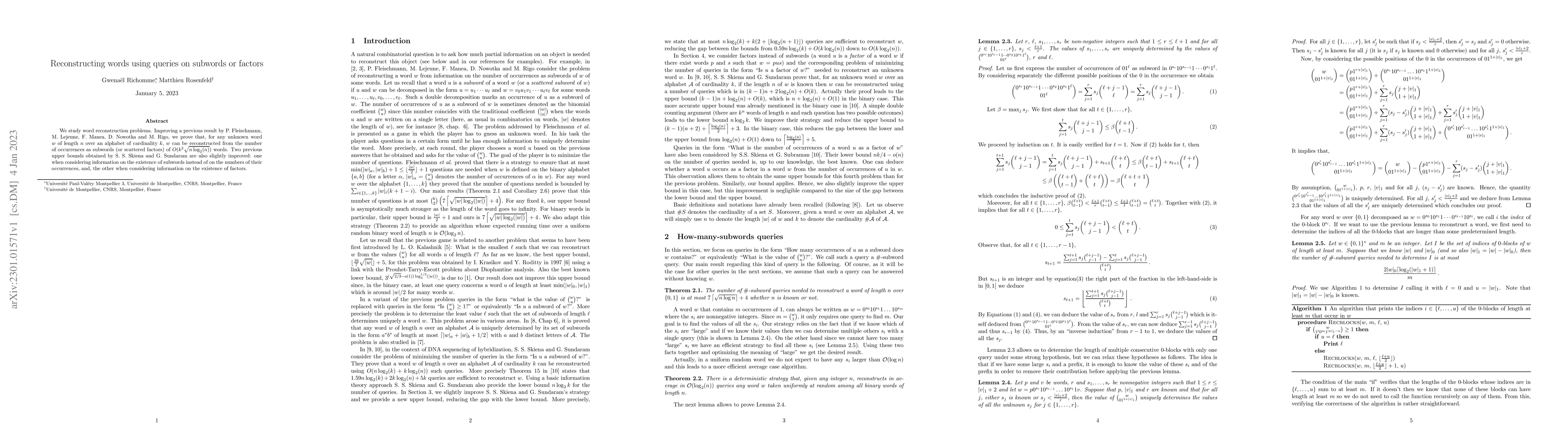 Thumbnail for Reconstructing words using queries on subwords or factors