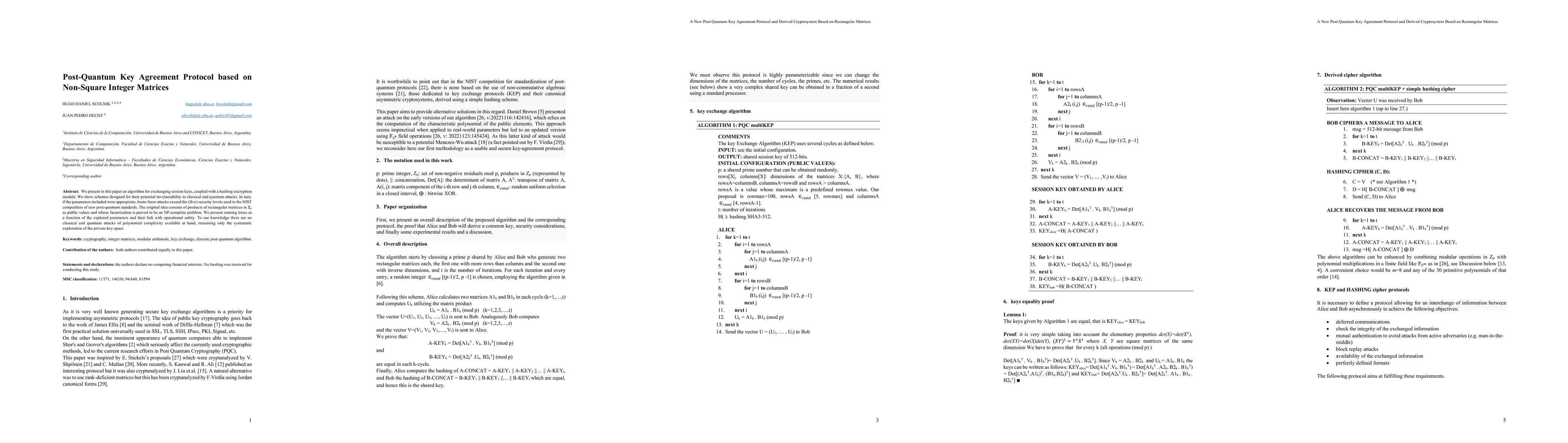 Thumbnail for Post-Quantum Key Agreement Protocol based on Non-Square Integer Matrices