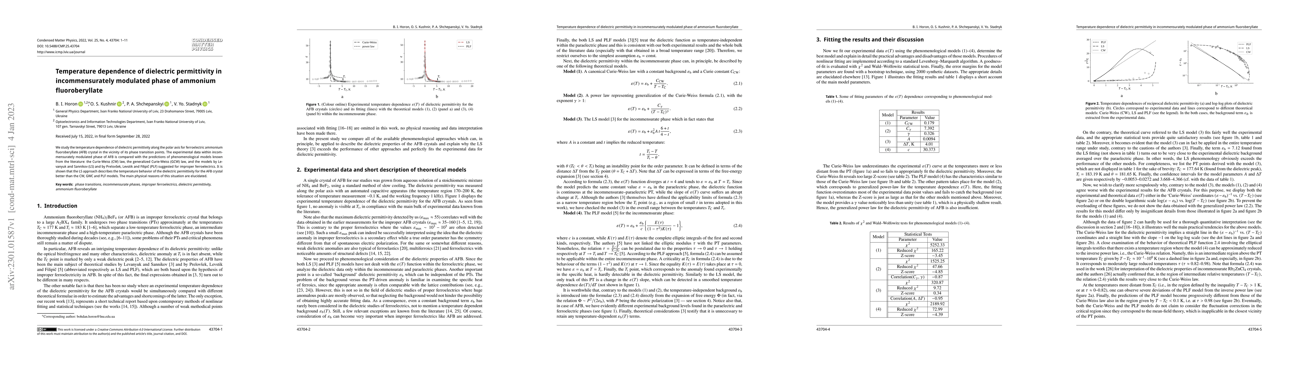 Thumbnail for Temperature dependence of dielectric permittivity in incommensurately
  modulated phase of ammonium fluoroberyllate