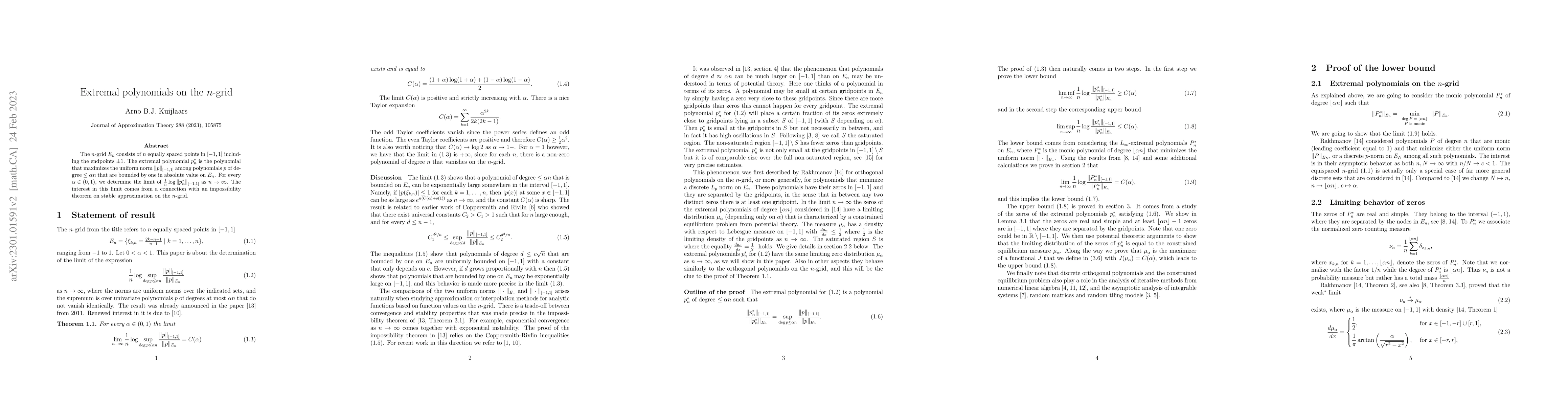 Thumbnail for Extremal polynomials on the $n$-grid