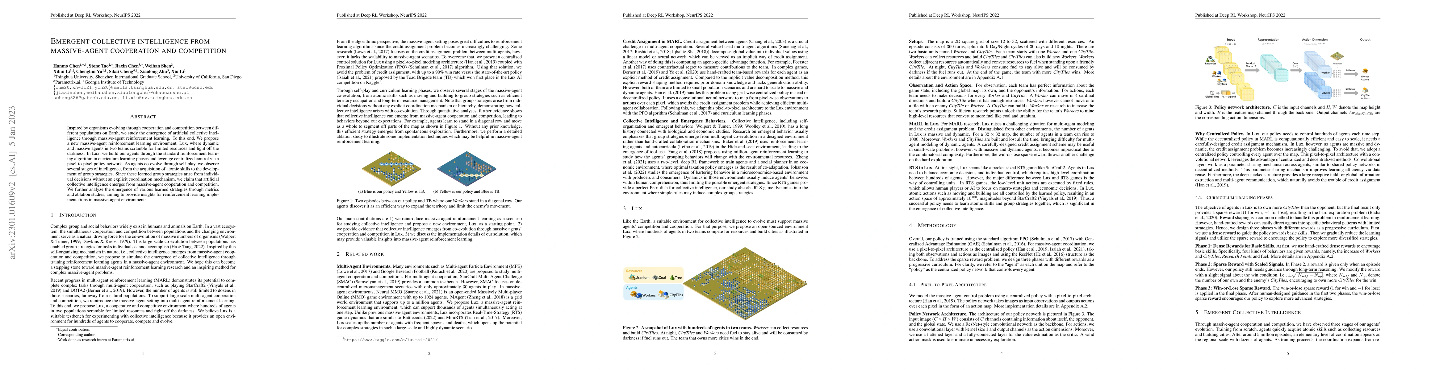 Thumbnail for Emergent collective intelligence from massive-agent cooperation and
  competition