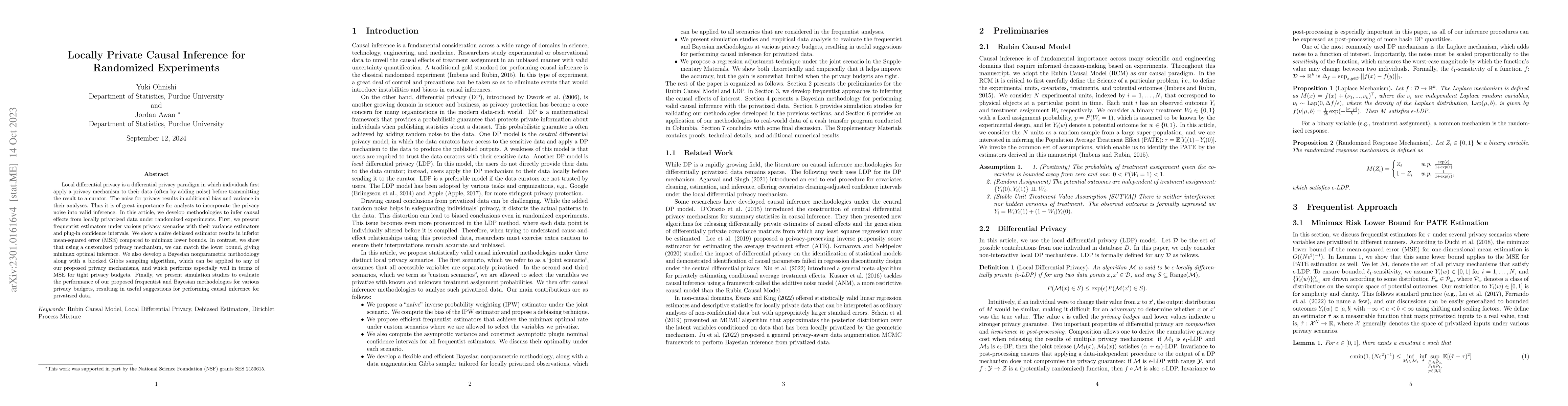 Thumbnail for Locally Private Causal Inference for Randomized Experiments