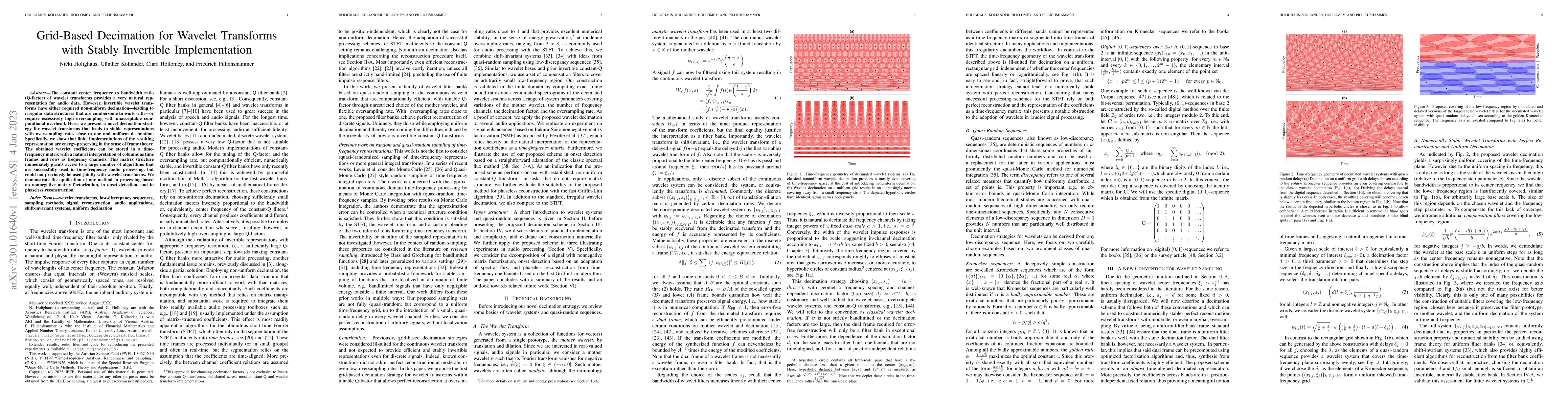 Thumbnail for Grid-Based Decimation for Wavelet Transforms with Stably Invertible
  Implementation