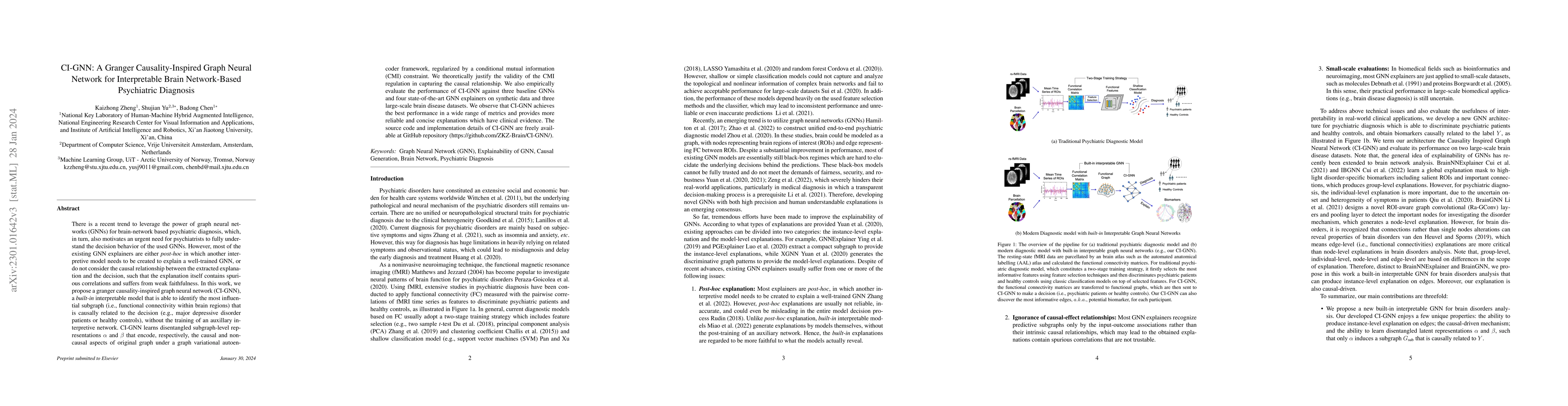 Thumbnail for CI-GNN: A Granger Causality-Inspired Graph Neural Network for
  Interpretable Brain Network-Based Psychiatric Diagnosis