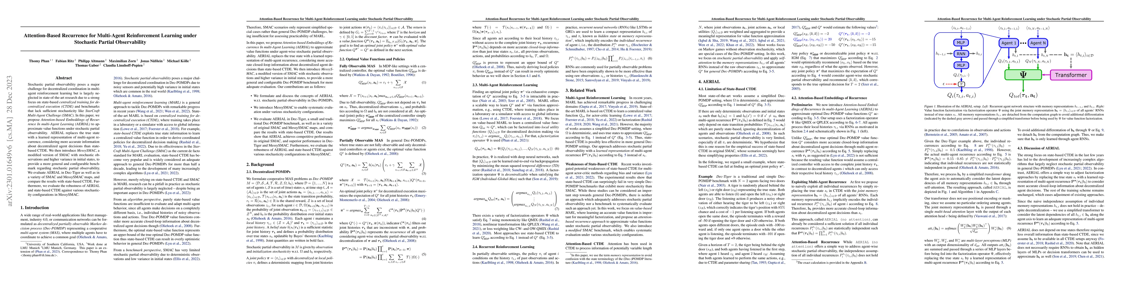 Thumbnail for Attention-Based Recurrence for Multi-Agent Reinforcement Learning under
  Stochastic Partial Observability