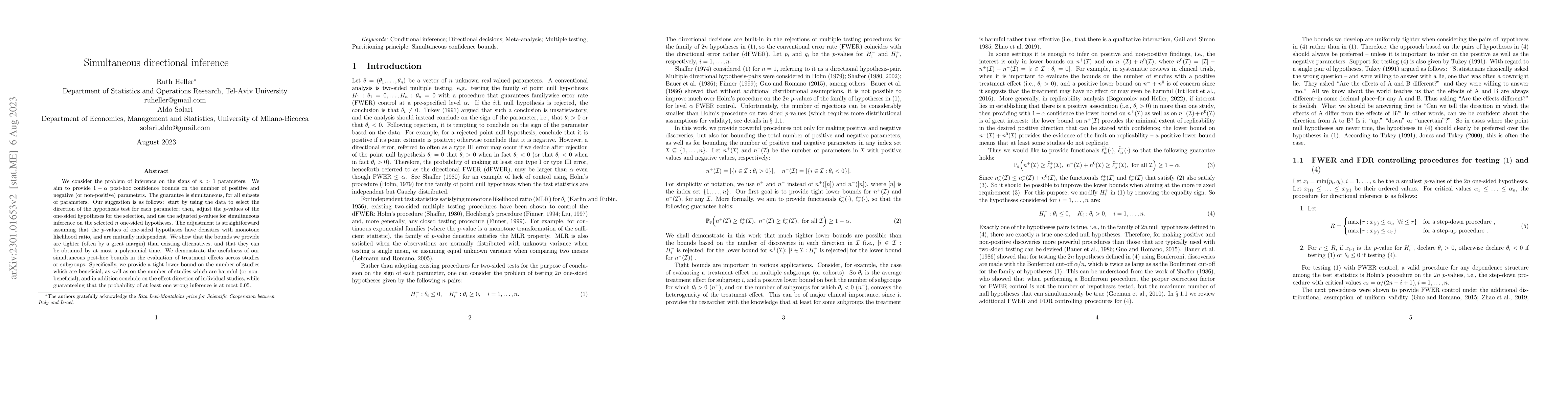 Thumbnail for Simultaneous directional inference