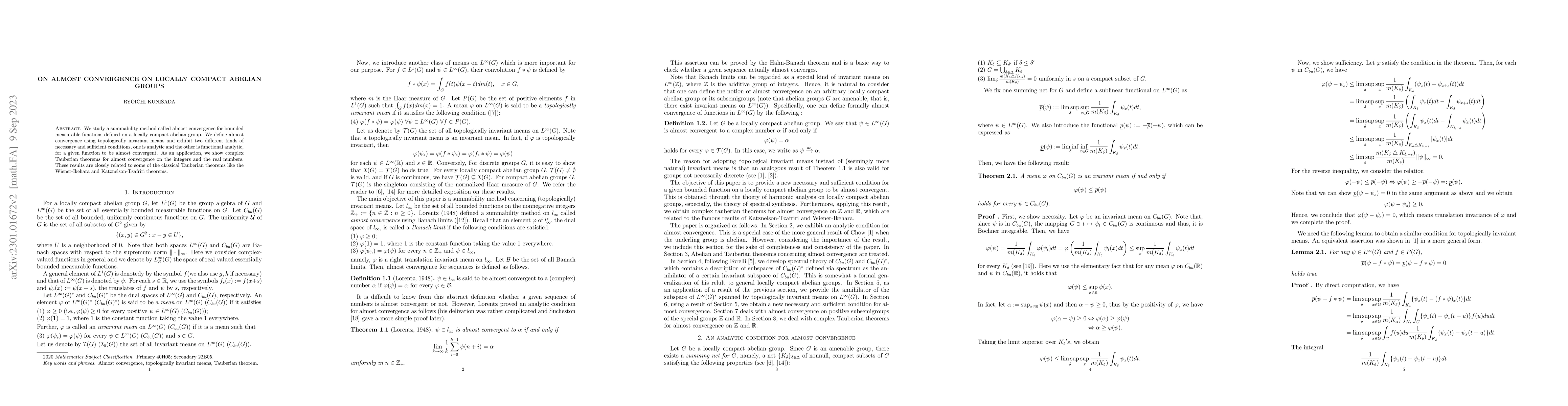 Thumbnail for On almost convergence on locally compact abelian groups