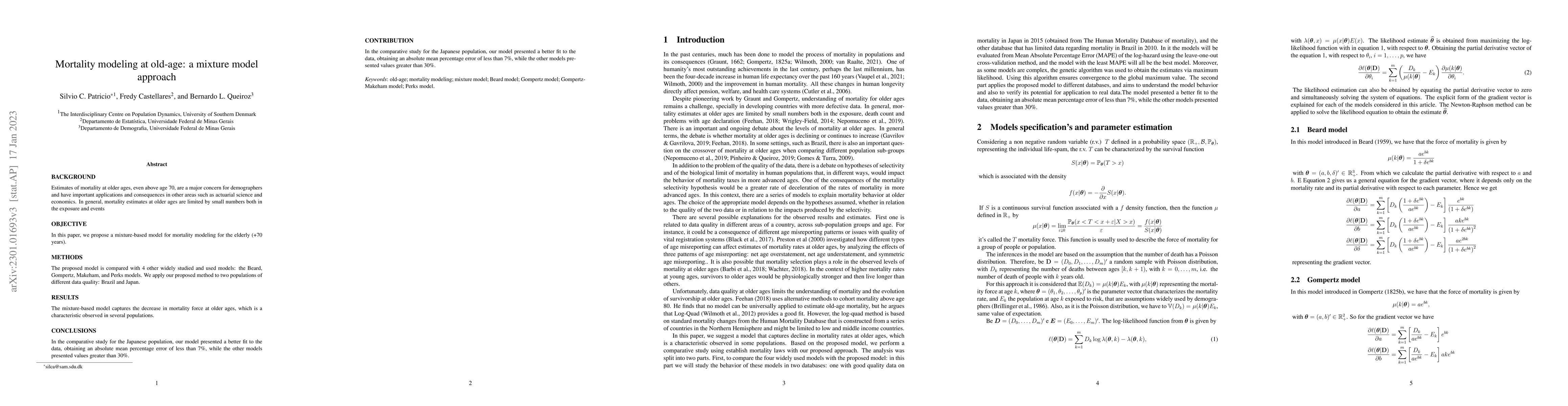 Thumbnail for Mortality modeling at old-age: a mixture model approach