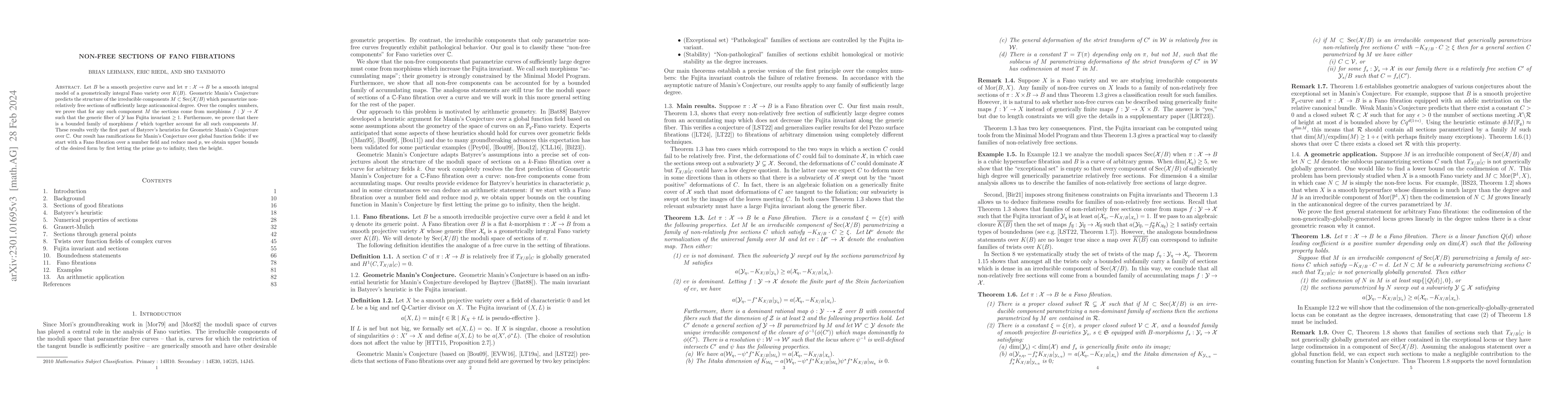Thumbnail for Non-free sections of Fano fibrations