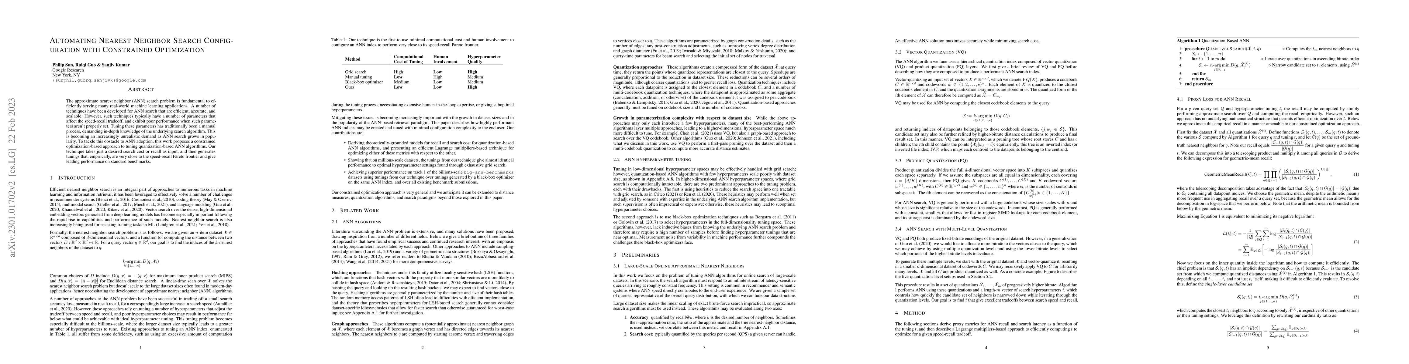 Thumbnail for Automating Nearest Neighbor Search Configuration with Constrained
  Optimization