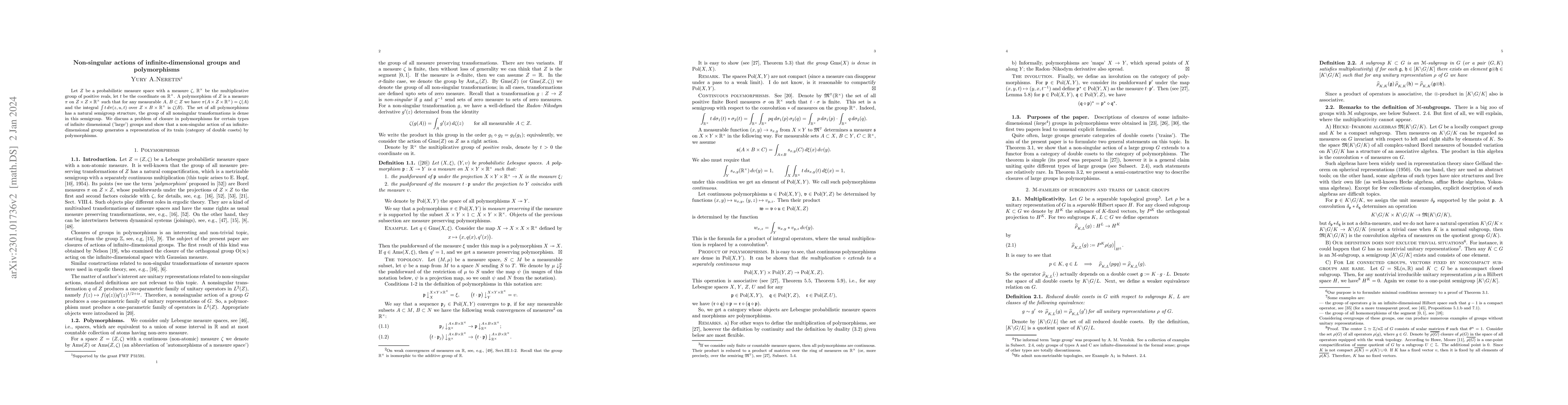 Thumbnail for Non-singular actions of infinite-dimensional groups and polymorphisms
