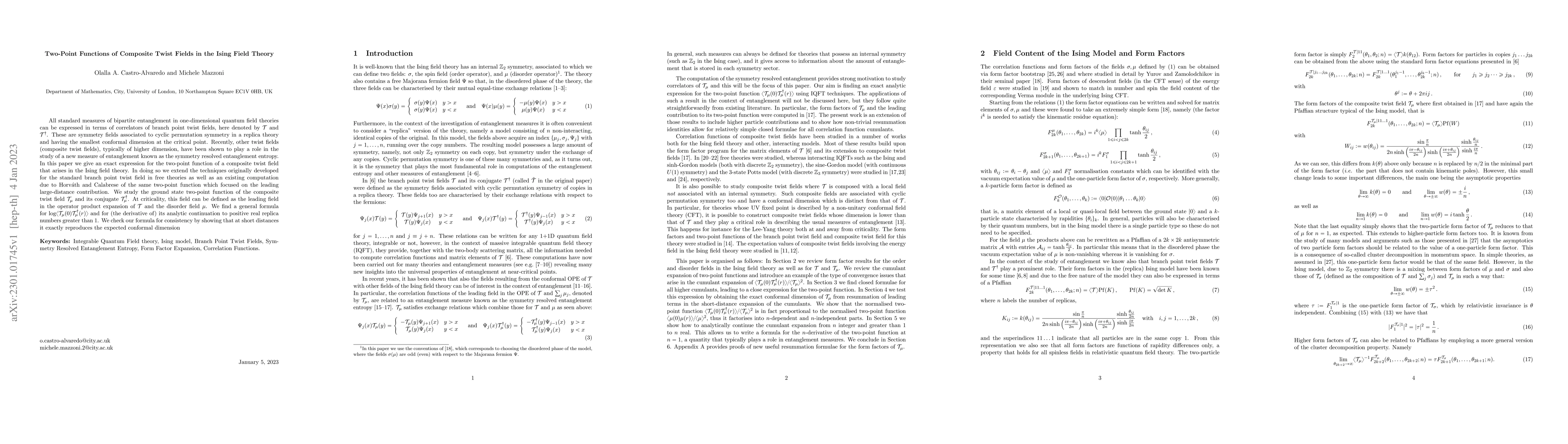 Thumbnail for Two-Point Functions of Composite Twist Fields in the Ising Field Theory