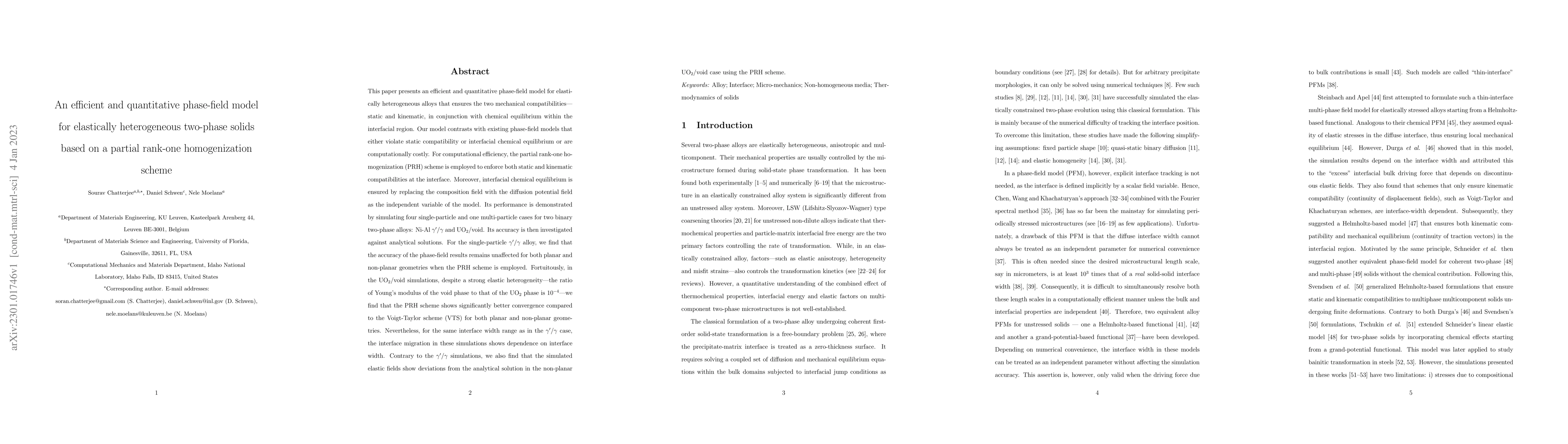 Thumbnail for An efficient and quantitative phase-field model for elastically
  heterogeneous two-phase solids based on a partial rank-one homogenization
  scheme