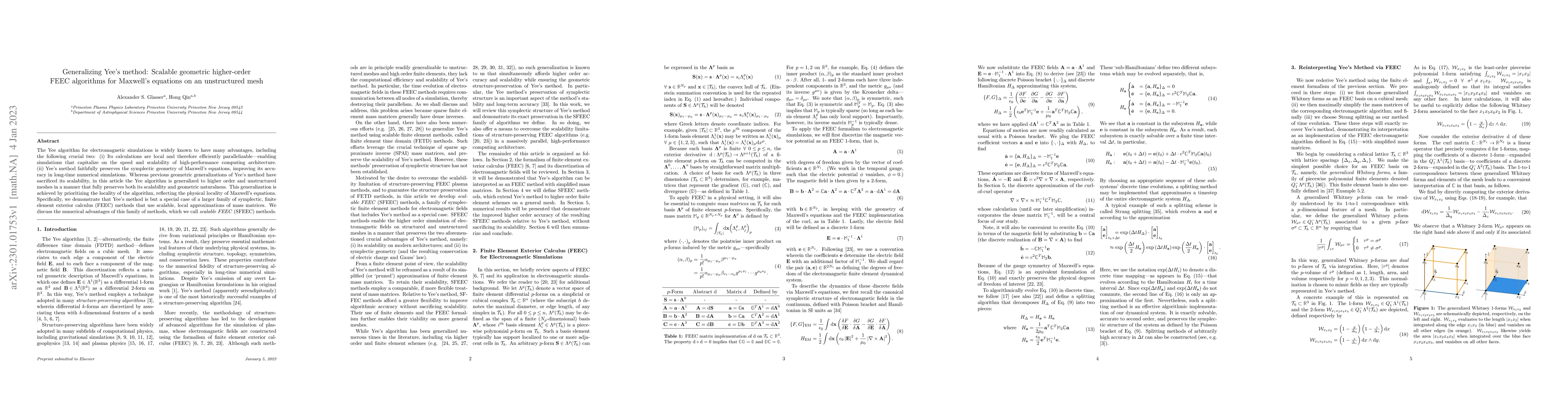 Thumbnail for Generalizing Yee's method: Scalable geometric higher-order FEEC
  algorithms for Maxwell's equations on an unstructured mesh