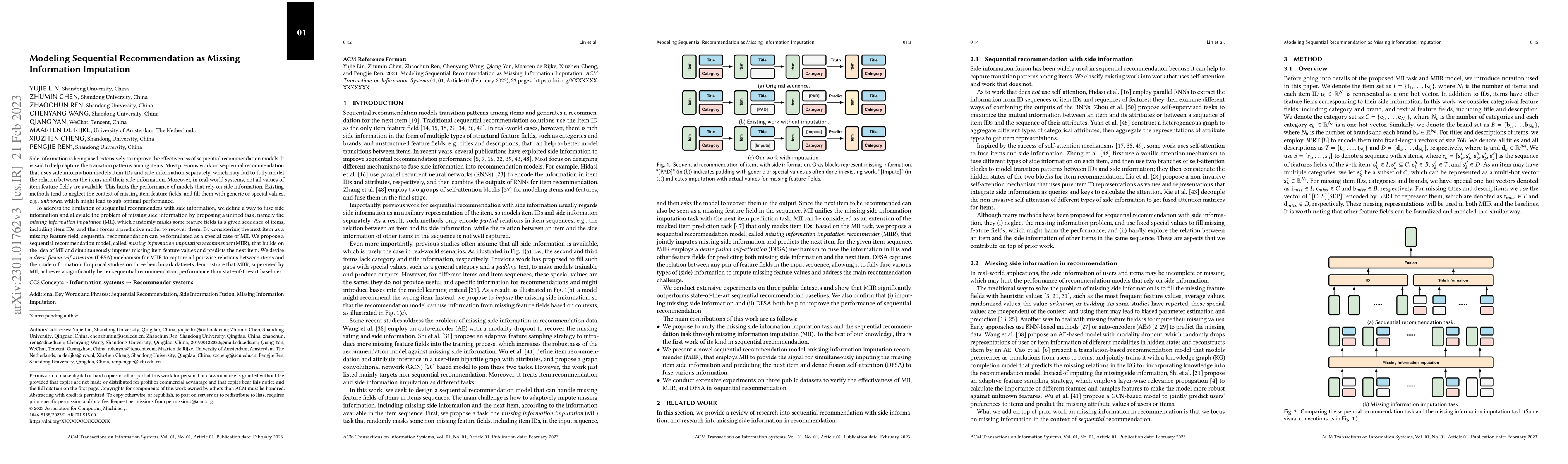 Thumbnail for Modeling Sequential Recommendation as Missing Information Imputation