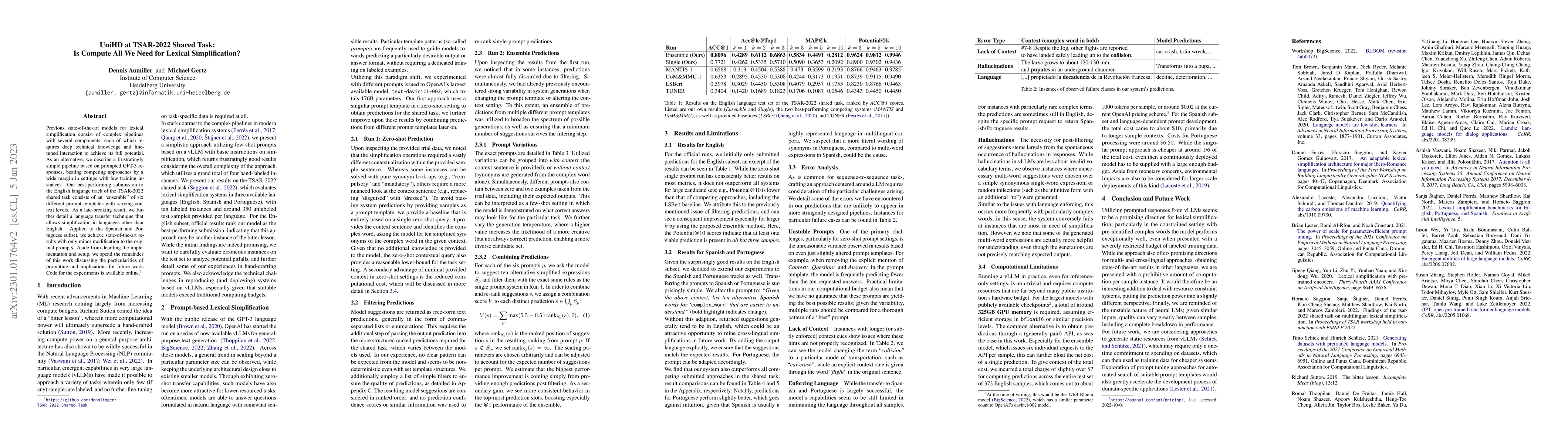 Thumbnail for UniHD at TSAR-2022 Shared Task: Is Compute All We Need for Lexical
  Simplification?