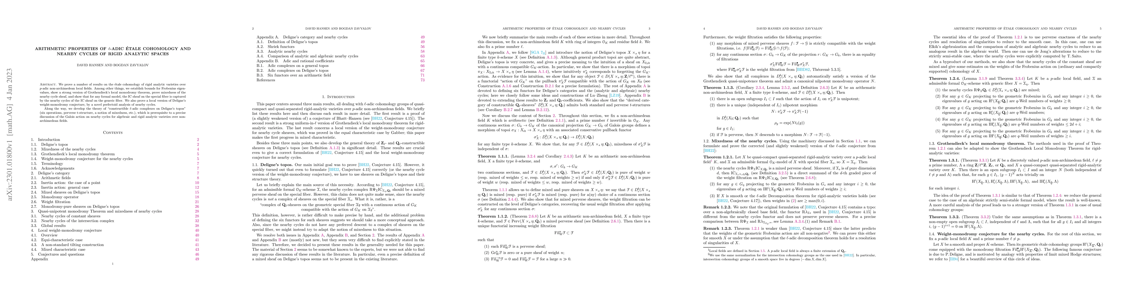 Thumbnail for Arithmetic Properties Of $\ell$-adic \'Etale Cohomology and Nearby
  Cycles of Rigid-Analytic Spaces