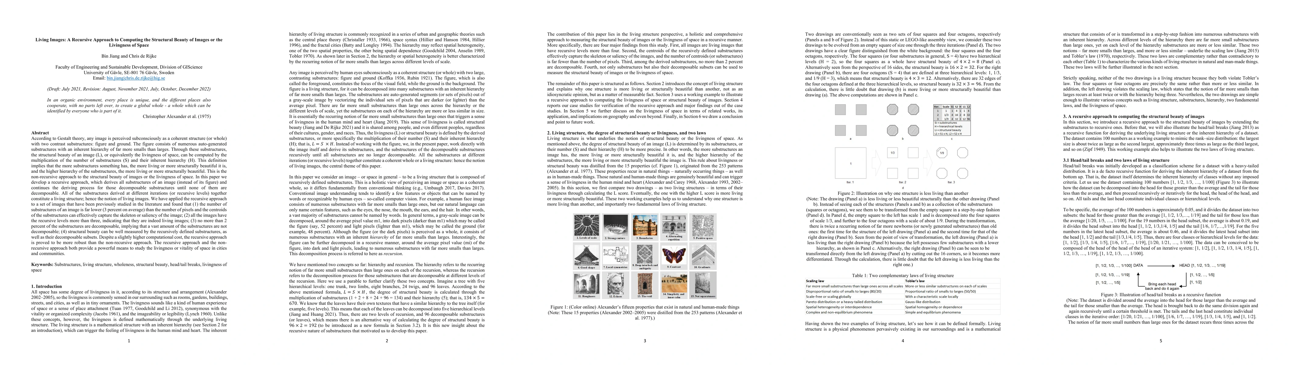 Thumbnail for Living Images: A Recursive Approach to Computing the Structural Beauty
  of Images or the Livingness of Space