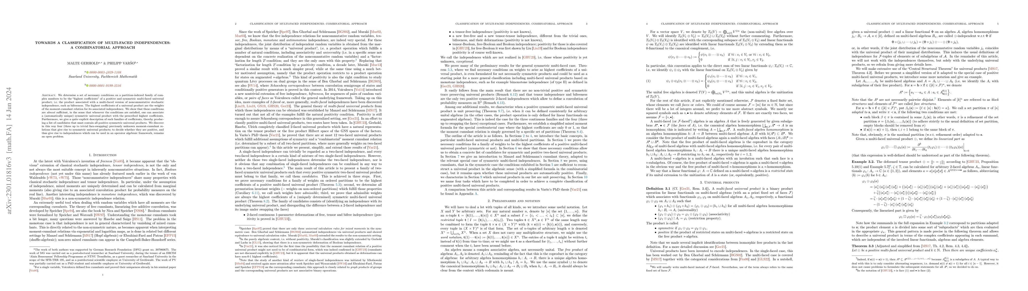 Thumbnail for Towards a classification of multi-faced independences: a combinatorial
  approach