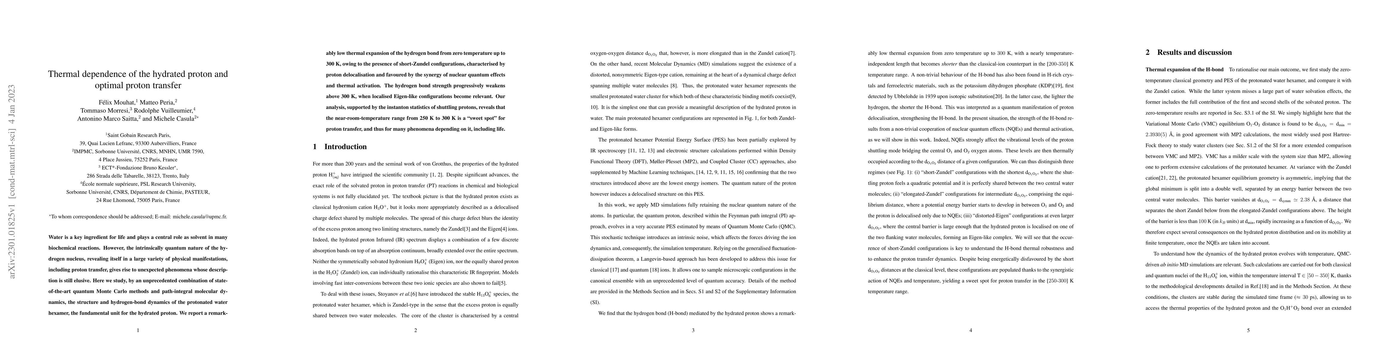 Thumbnail for Thermal dependence of the hydrated proton and optimal proton transfer