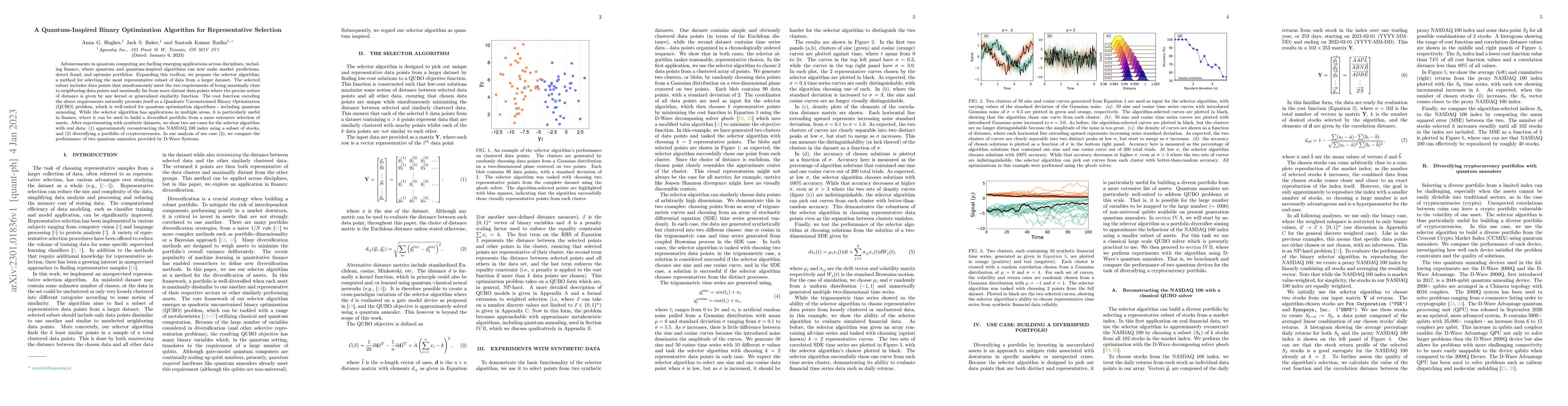Thumbnail for A Quantum-Inspired Binary Optimization Algorithm for Representative
  Selection