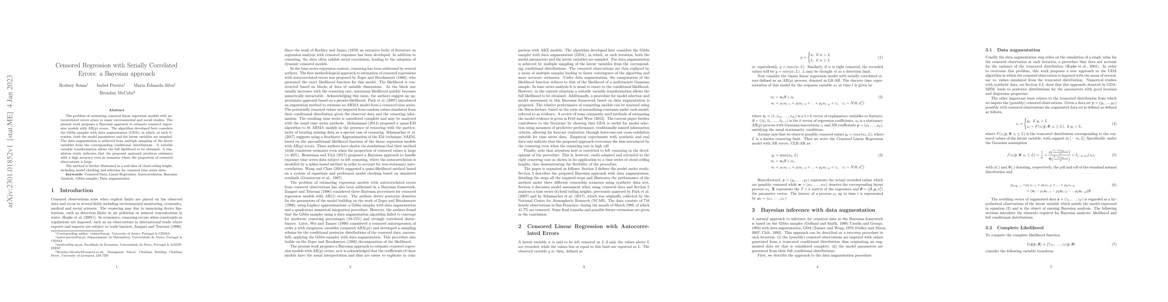 Thumbnail for Censored Regression with Serially Correlated Errors: a Bayesian approach